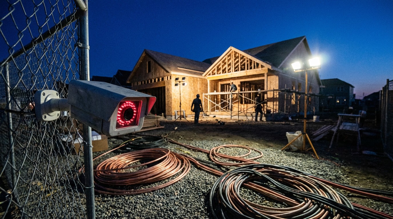 AI security camera monitoring construction site theft