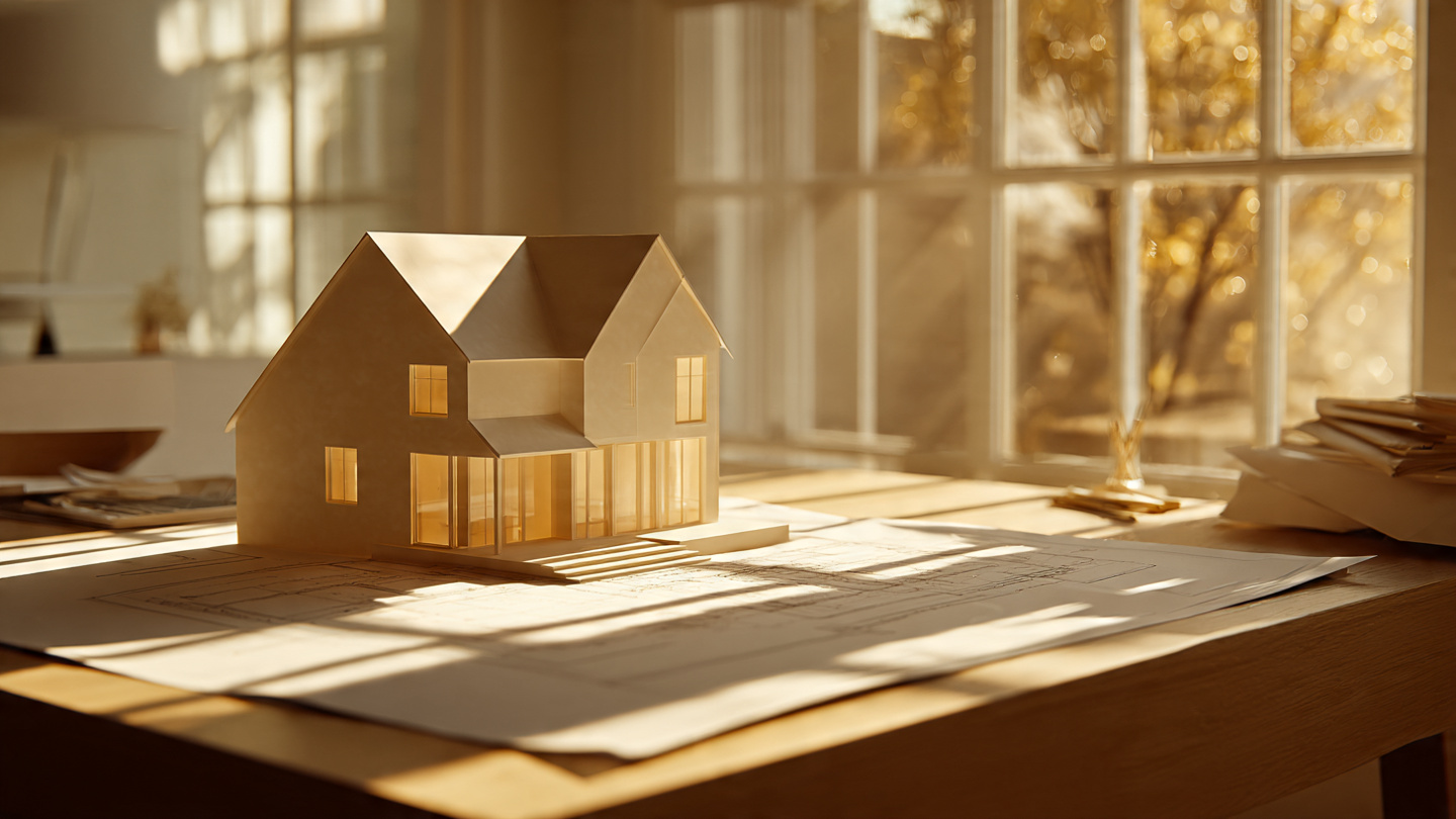 AI-generated floor plan overlaid with solar orientation analysis showing daylight gaps