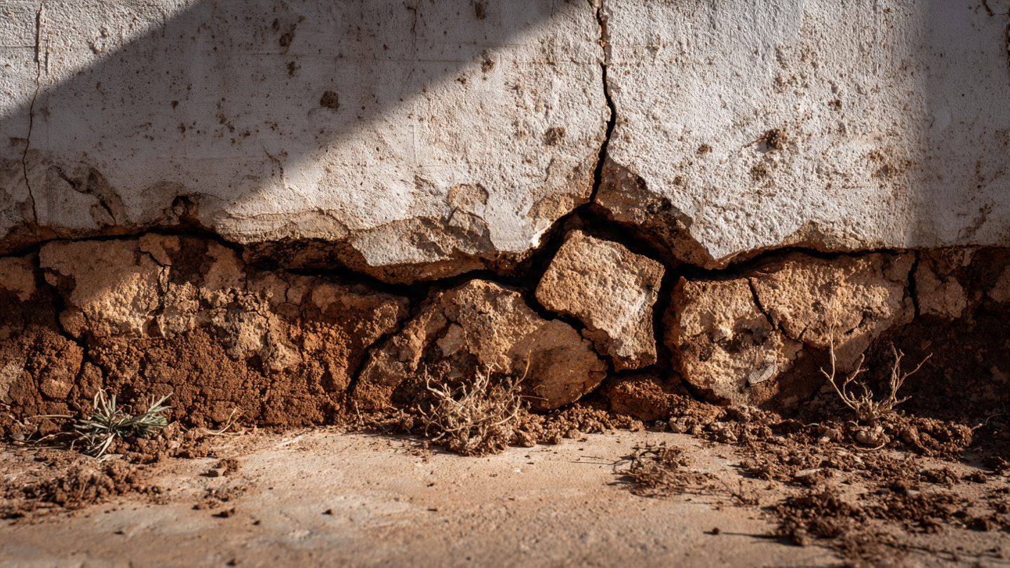 Cracked foundation with expansive clay soil