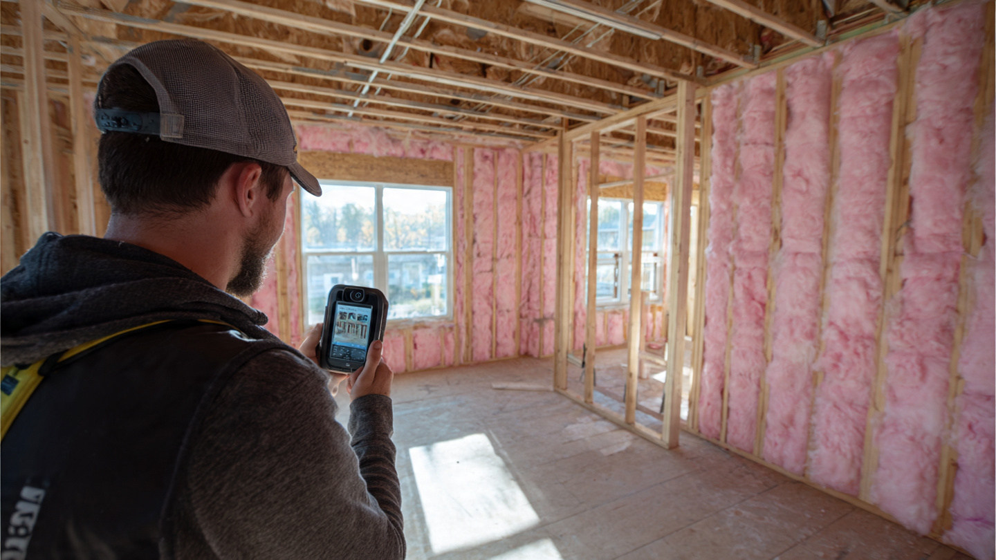Interior of new construction home with thermal camera inspection