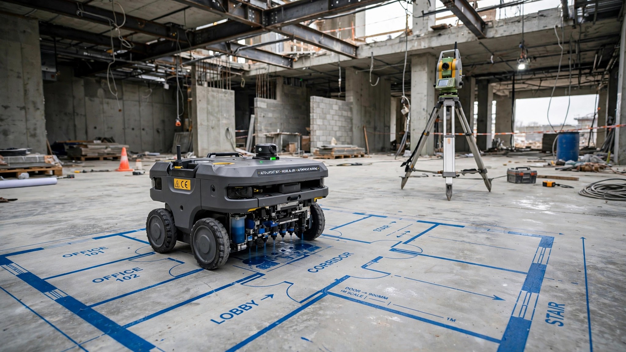 A Robot Prints Your Office Layout on the Floor in Forty-Five Minutes. Your House Gets a Guy with a Chalk Line.