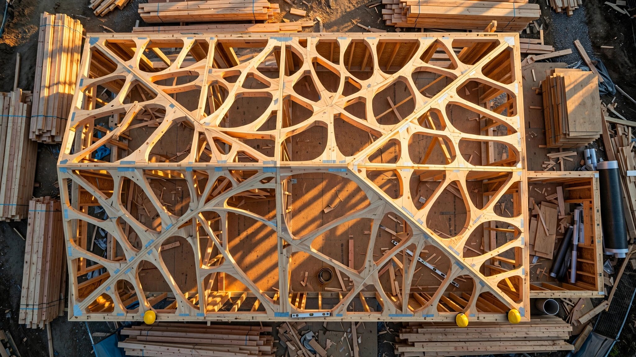 An Algorithm Cut a Bridge Truss's Carbon 29%. Your Roof Uses a Pattern Nobody Has Optimized in 62 Years.